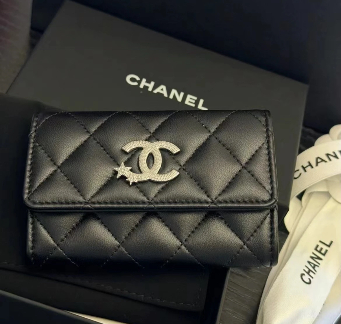《CHANEL》財布 ブラック フラップ ミニウォレット カードケース