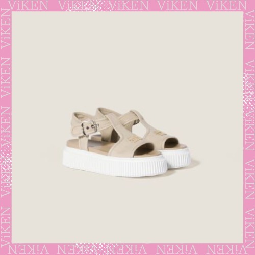 【MIU MIU】レディース デニム フラットサンダル