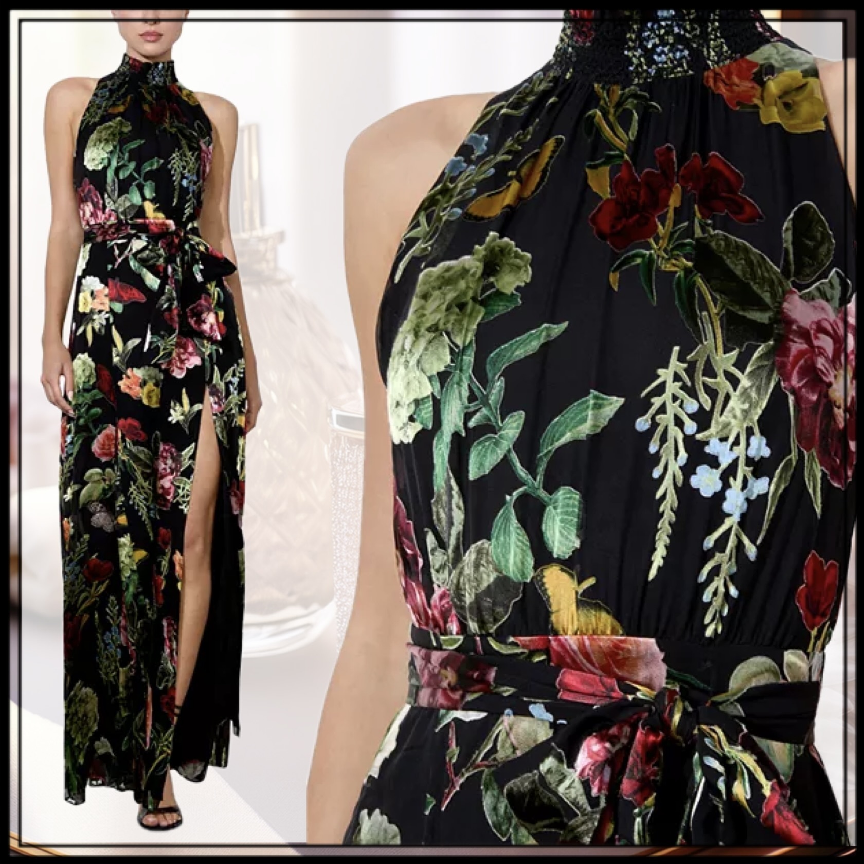 Alice+Olivia■Dita Smocked Neck Godet Maxi Dress■ドレス