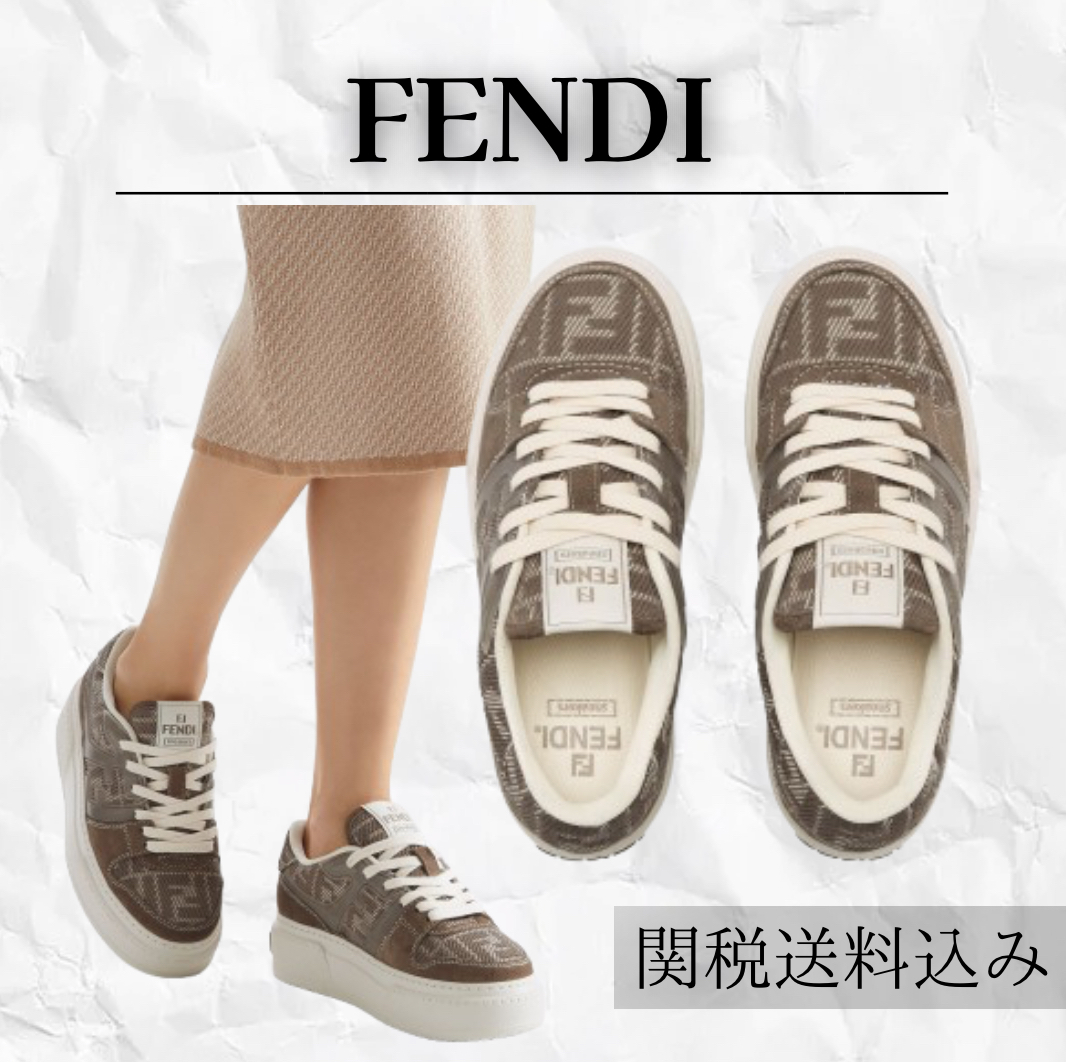 FENDI マッチ FF ロゴ 厚底 スニーカー ブラウン SS25 新作 ★