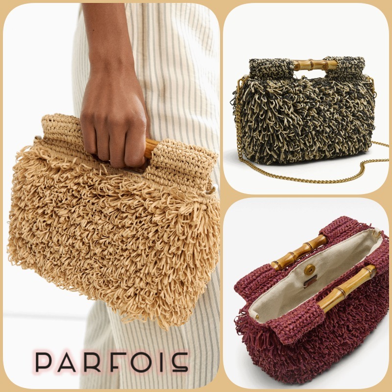 涼しい★日本未入荷 PARFOIS★ラフィアと竹の風合いハンドバッグ