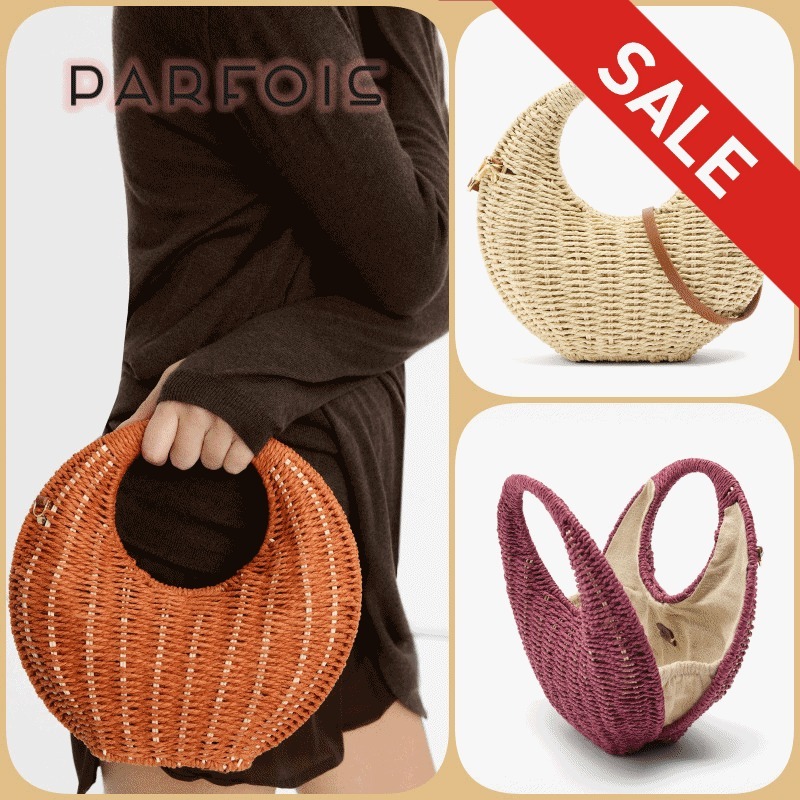 2way★話題沸騰PARFOIS★ラウンド型ラフィア風ショルダーバッグ