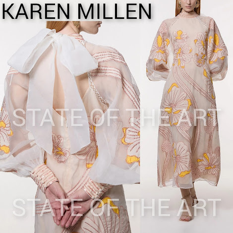 【Karen Millen】アップリケ オーガンジー フローラル マキシ