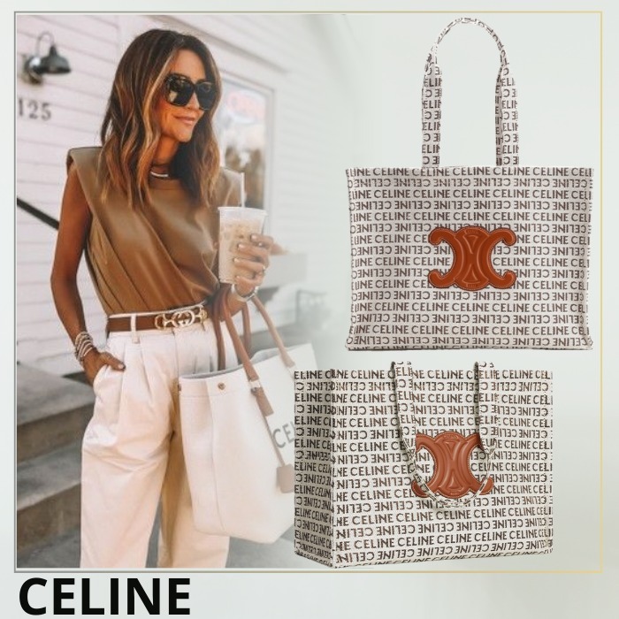 CELINE◆飾らないのに印象残る*ロゴ*ラージ カバ トートバッグ