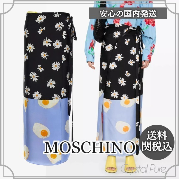 【MOSCHINO】パッチワーク ラップ ロングスカート【送料関税込】