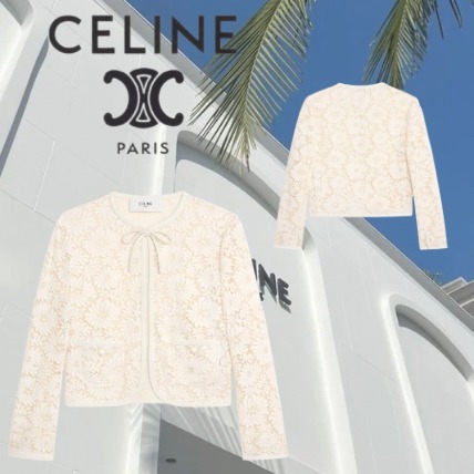 【CELINE】セリーヌ リネン コットン ベルヌイユ ジャケット 白