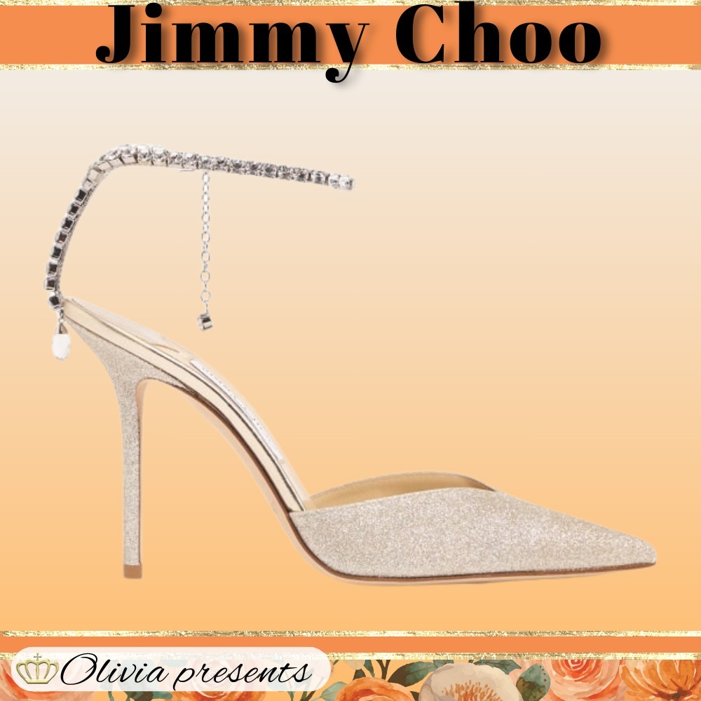 【Jimmy Choo】サエダ 100mm グリッターポンプ