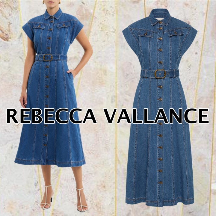 【Rebecca Vallance】デニム アビエイターミディドレス