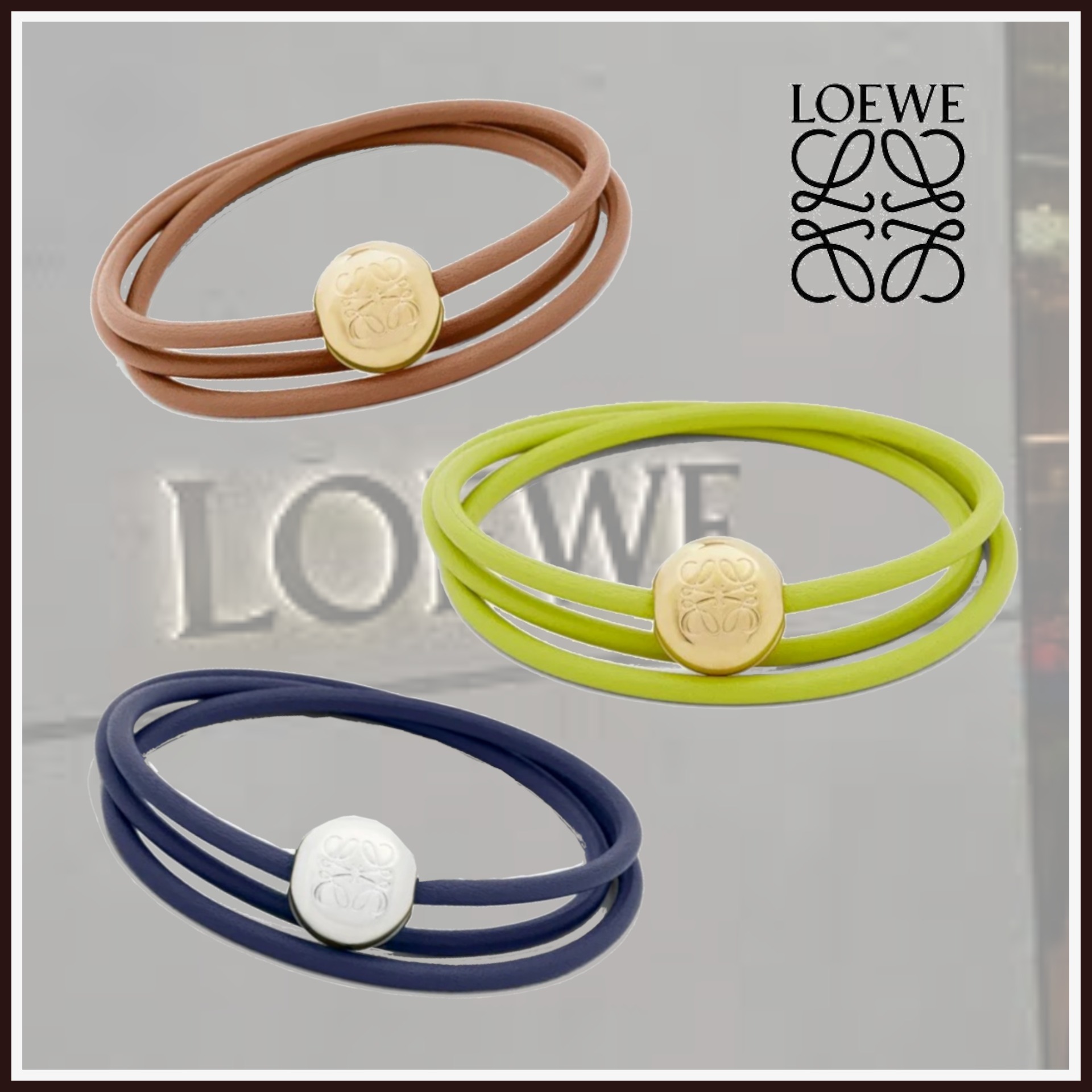 ロエベ ギフトにも最適♪【LOEWE】ぺブル ブレスレット カーフ