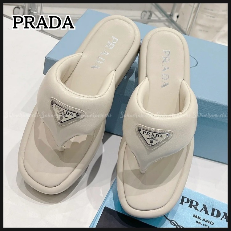 【PRADA】lady's 厚底ビーチサンダル 人気アイテム whiteカラー