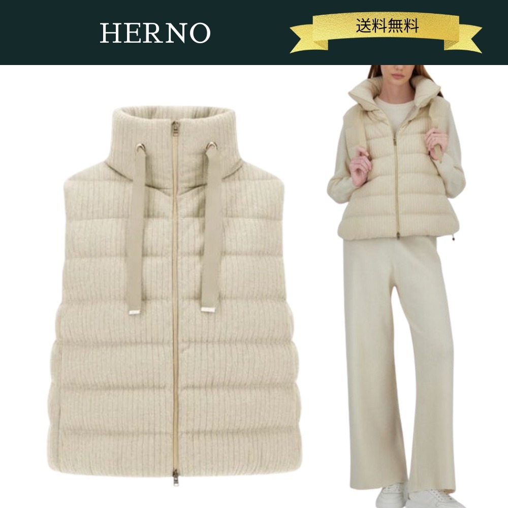 HERNO シャイニー リブ ニット ベスト