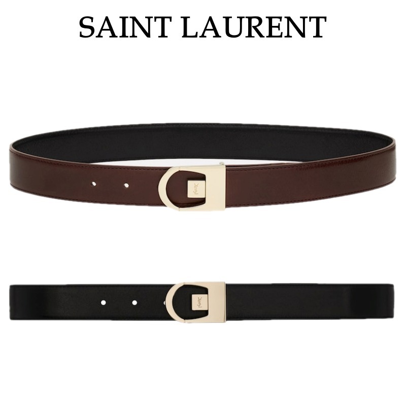 【Saint Laurent】カーフスキンリバーシブルベルト