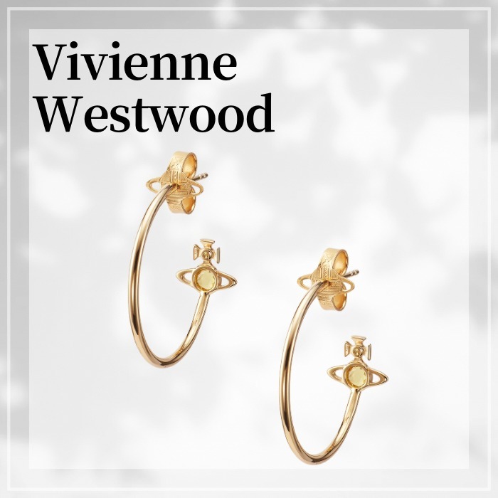 VivienneWestwood☆ HEATHER HOOP ピアス ゴールド ストーン
