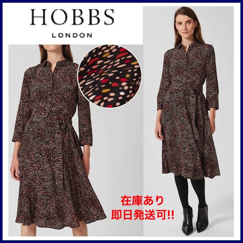 在庫あり/即日発送!!【HOBBS】フェミニン☆洗練シャツワンピース