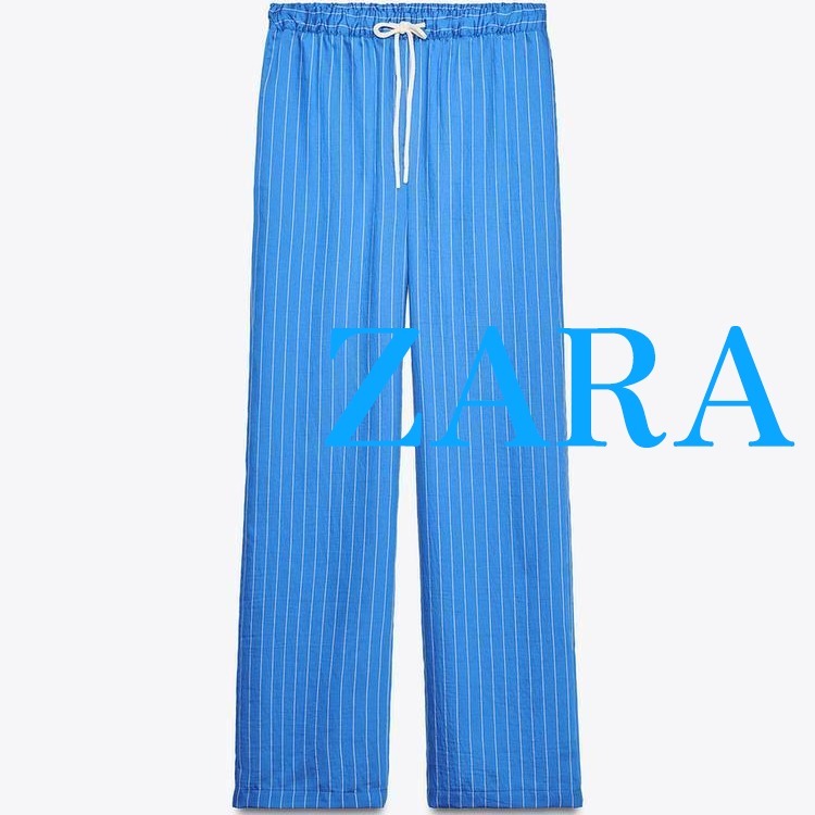 【ZARA】ZW COLLECTIONストライプ柄パジャマパンツ|7563/050/044