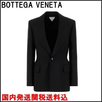 国内発 BOTTEGA VENETA ブラックウールボタン長袖ジャケット