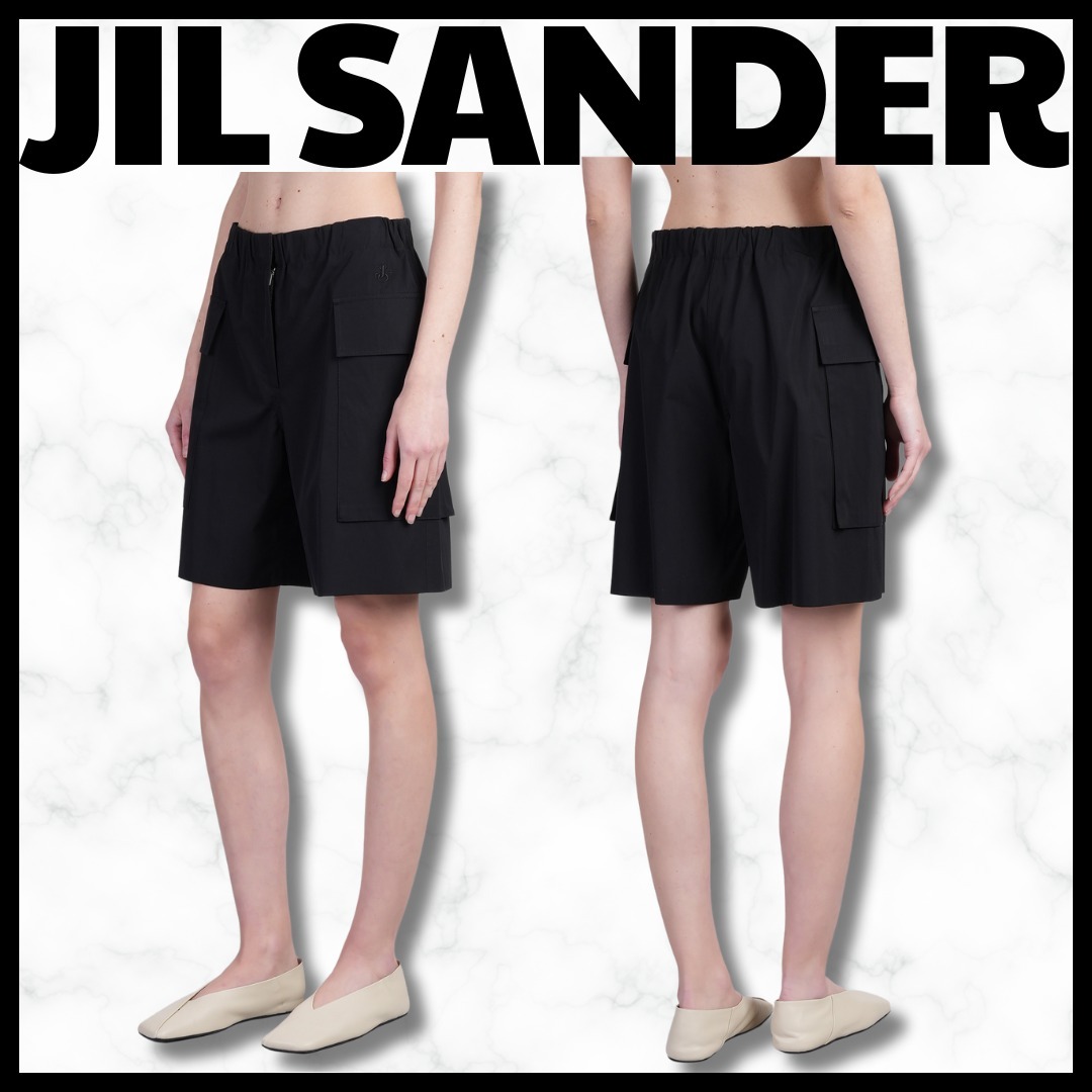 JIL SANDER■コットンショートパンツ ロゴ刺繍 フラップポケット