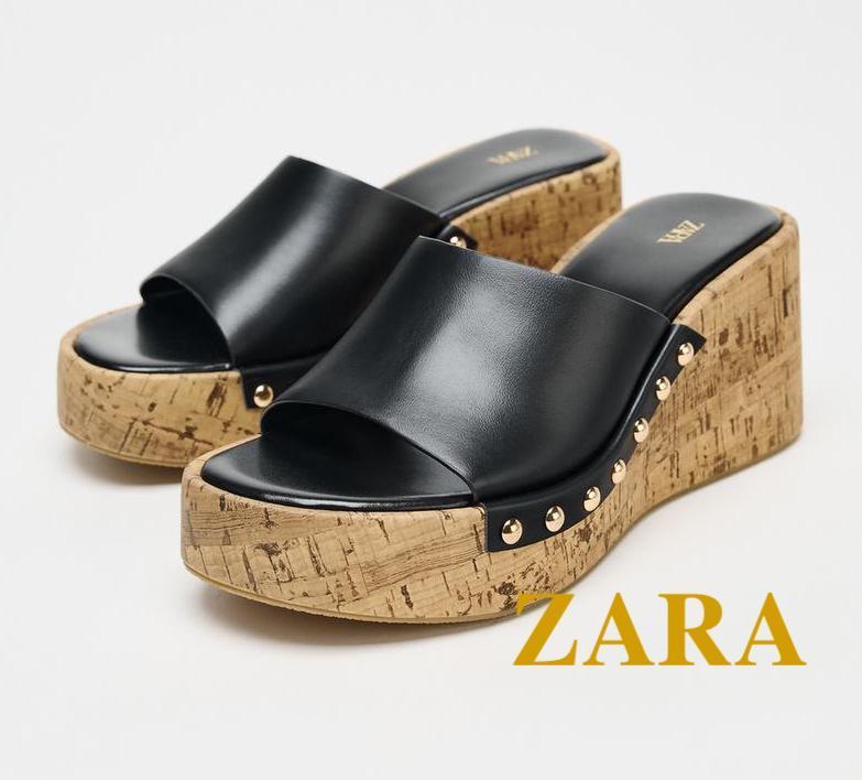☆ドイツ発*ZARA*新作*コルクウェッジサンダル/BLACK☆