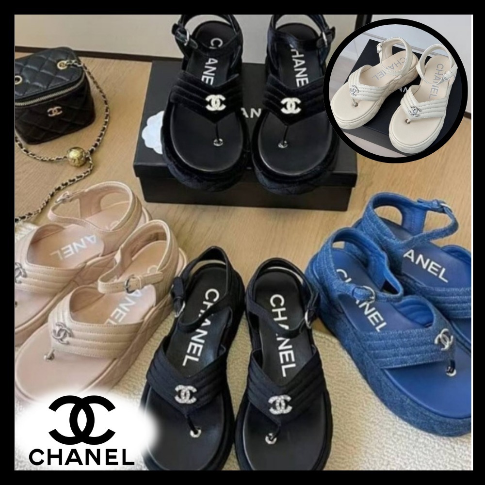 シンプル＆上品♡【CHANEL】厚底 トングサンダル CCマーク