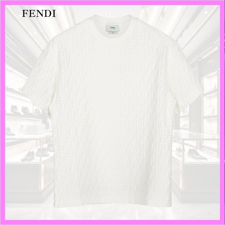 大人もOK【FENDI】FF柄 ホワイトTシャツ 半そでTシャツ