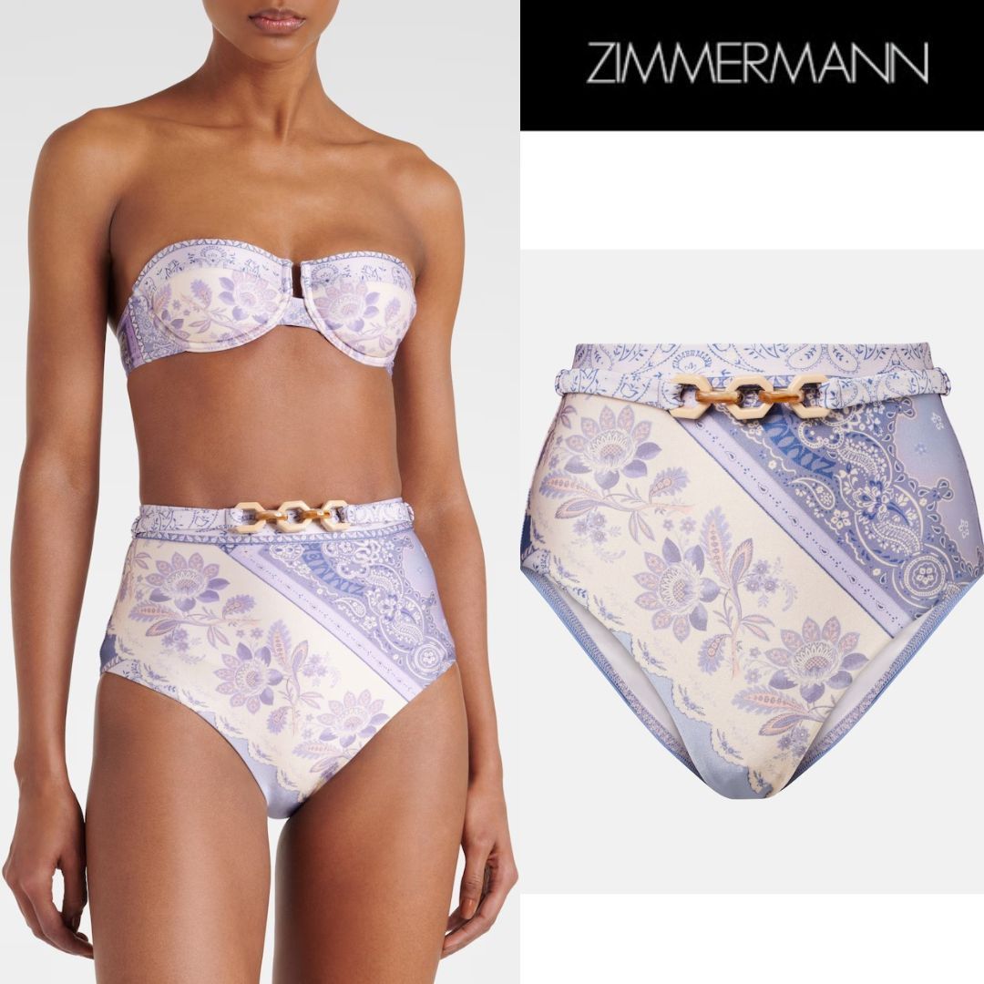 【Zimmermann】Lucky floral high-rise bikini bottoms