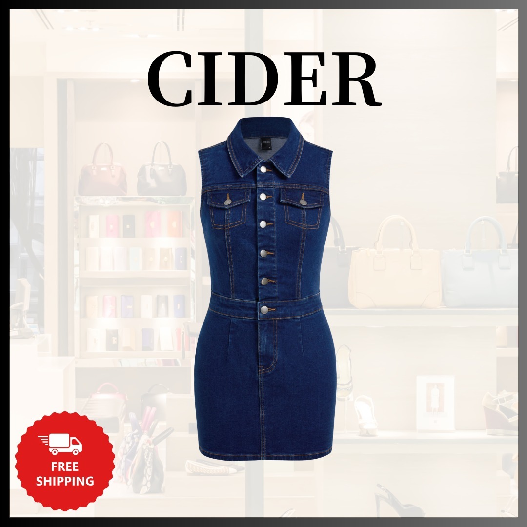 『Cider』ストレッチデニムカラーボタンミニワンピース