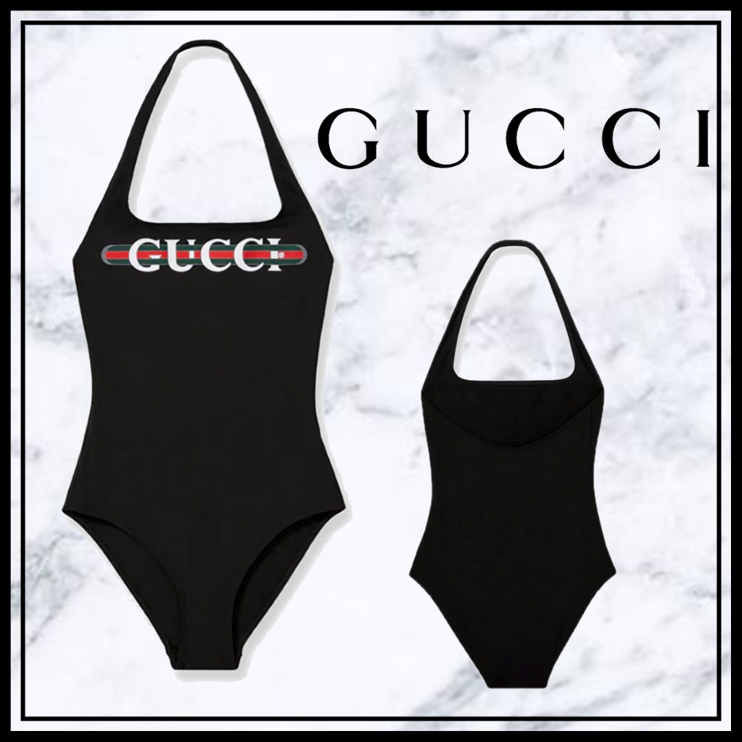 【GUCCI】PRINTED SWIMSUIT ワンピース水着 ロゴ 820749XHAKC