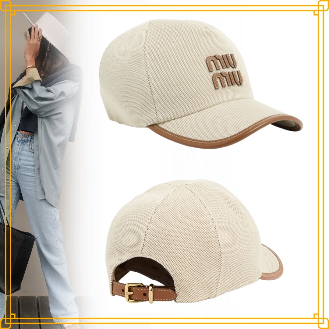 ◆大人気◆【MiuMiu】キャンバス×レザー ベースボールキャップ