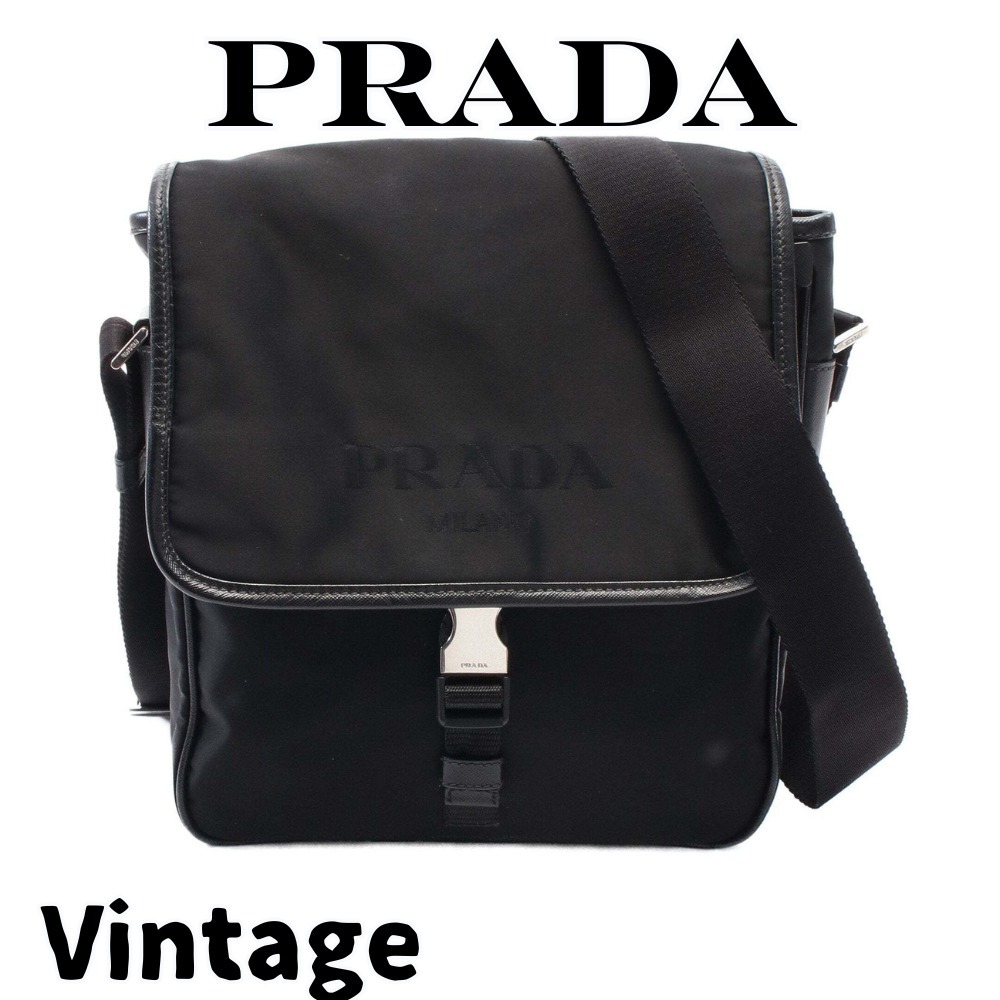 【ヴィンテージ】Rank:B☆PRADA BLACK クロスバッグ 980464