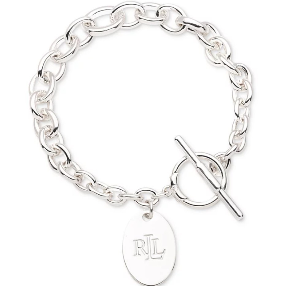 ブレスレット Lauren Ralph Lauren Logo Charm Chain Link Toggle Bracelet