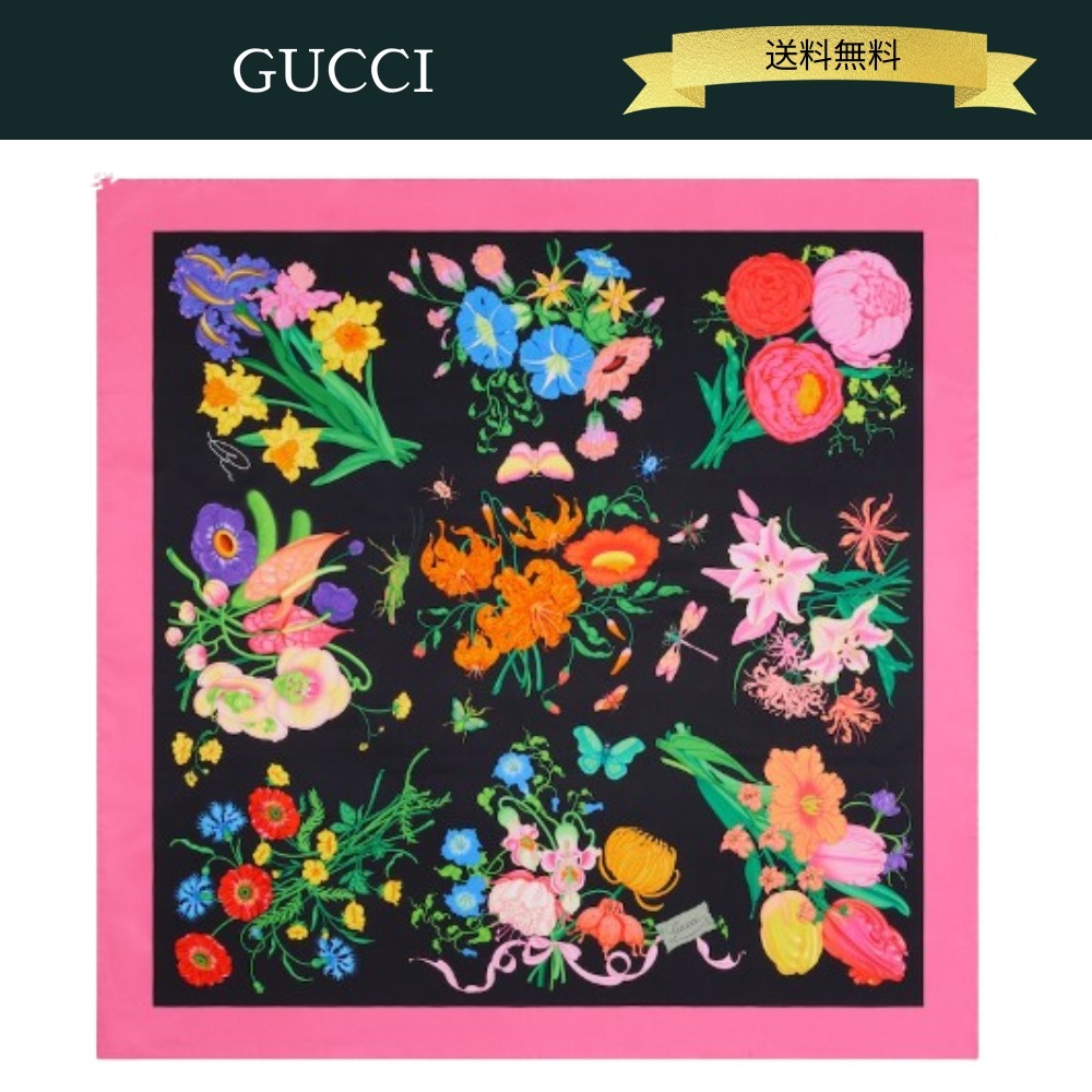 GUCCI プリント フローラル シルク スカーフ Inji Seo