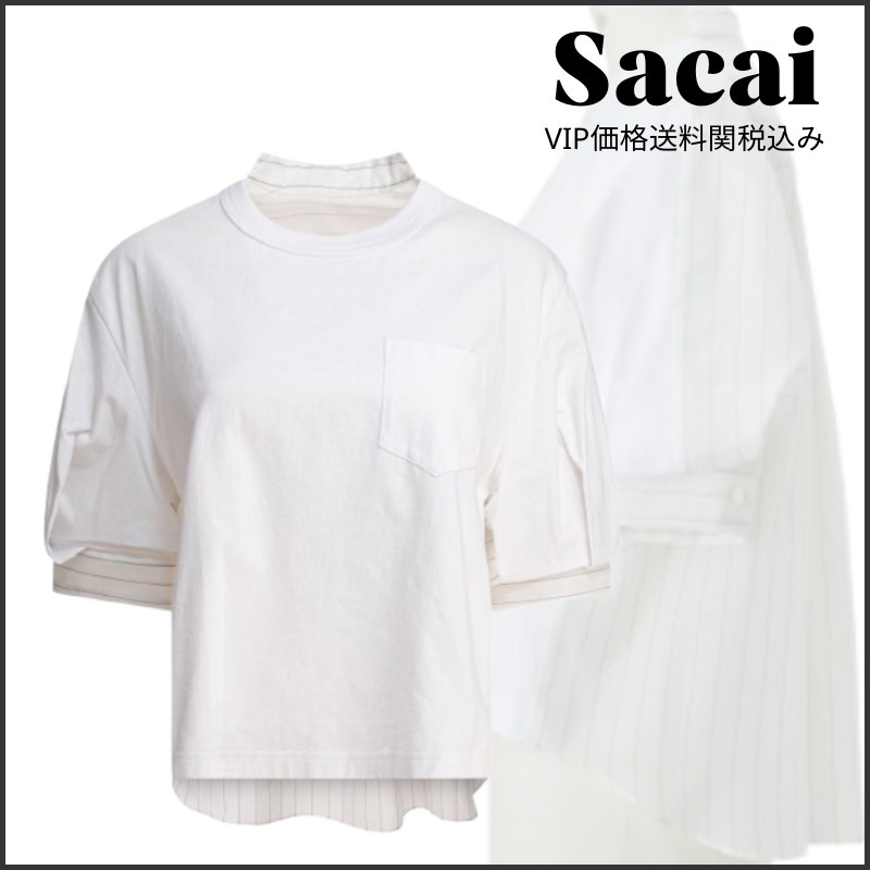 国内発送☆送料関税込【Sacai】Spun Organza x Cotton Tシャツ