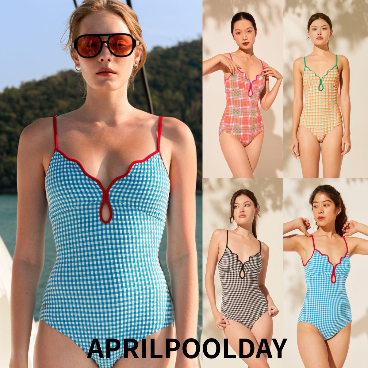 APRILPOOLDAY★日本未上陸 ギンガムチェックワンピース 水着 4色