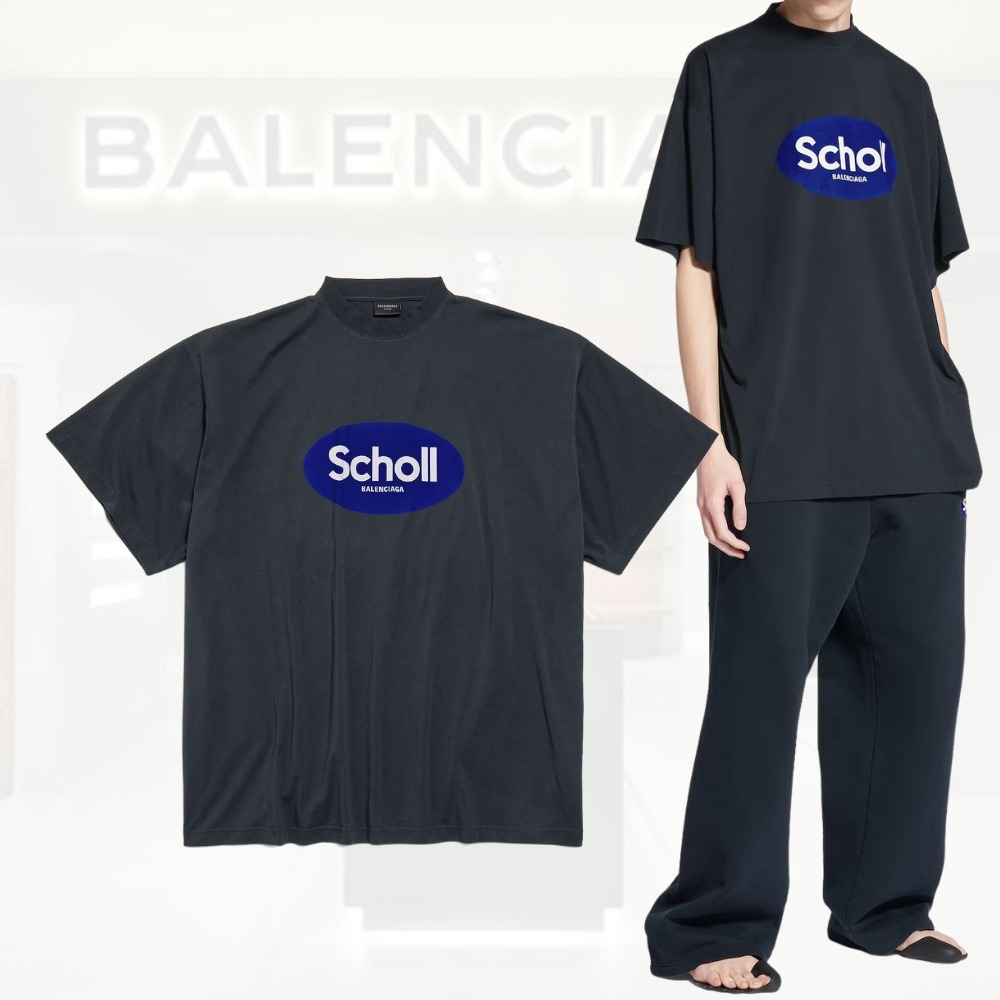 送料込+BALENCIAGA+Balenciaga I Scholl オーバーサイズ Tシャツ