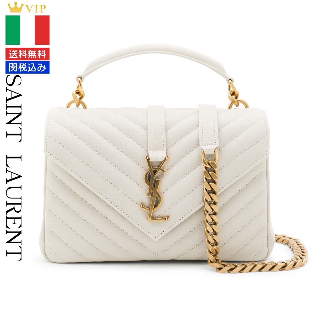 VIP【関税送料無料】希少 SAINT LAURENT CREAM LEATHER BAG