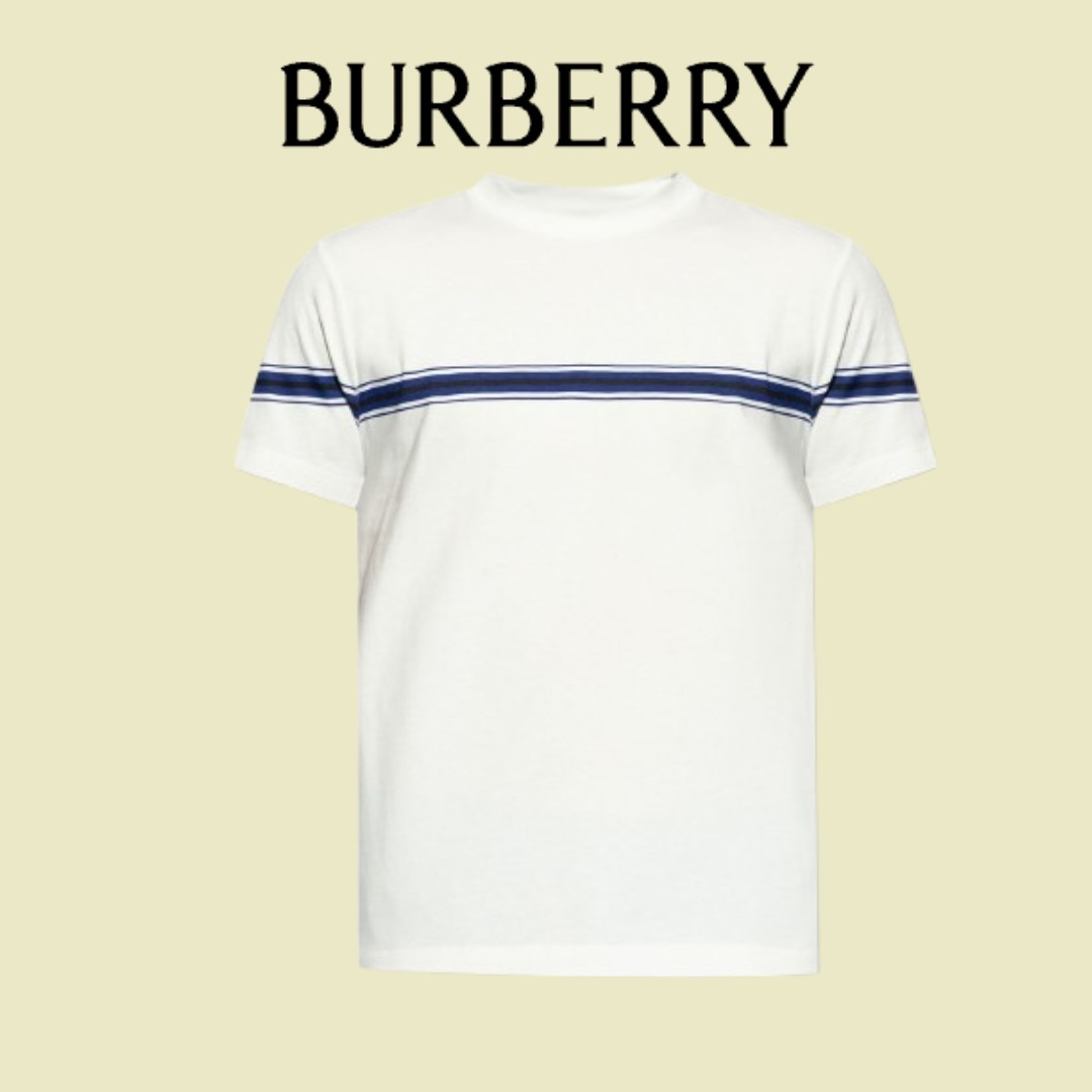 Burberry  バーバリー ロゴ刺繍ストライプ T シャツ