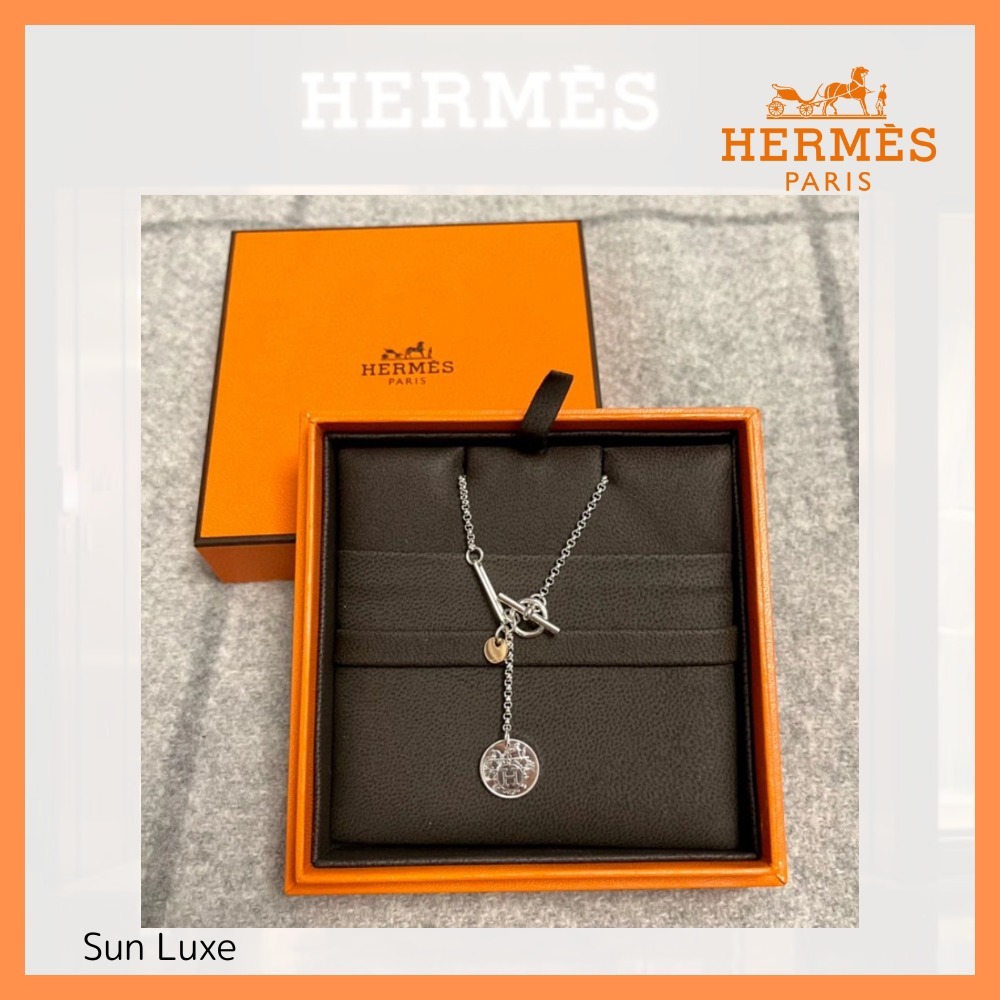 【エレガントに首元を飾る♪】HERMES ネックレス Ex-Libris