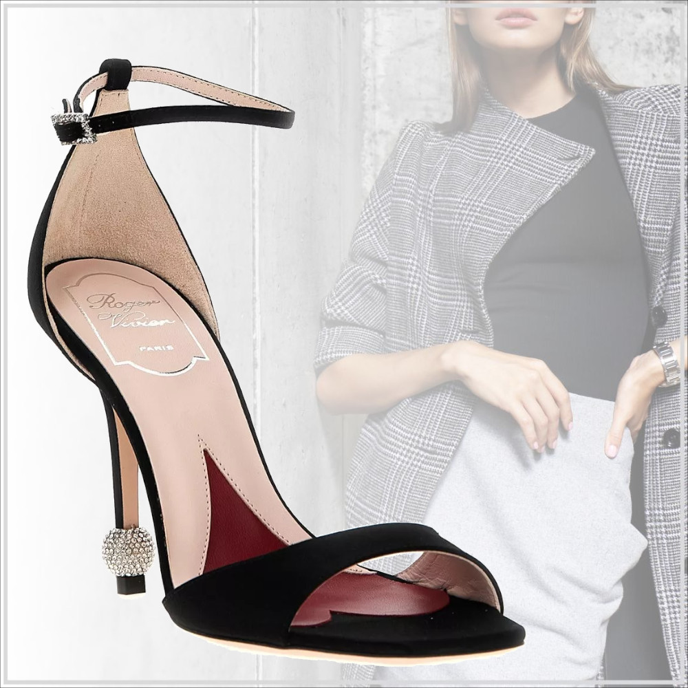 洗練【Roger Vivier】アンクルストラップ サテン サンダル