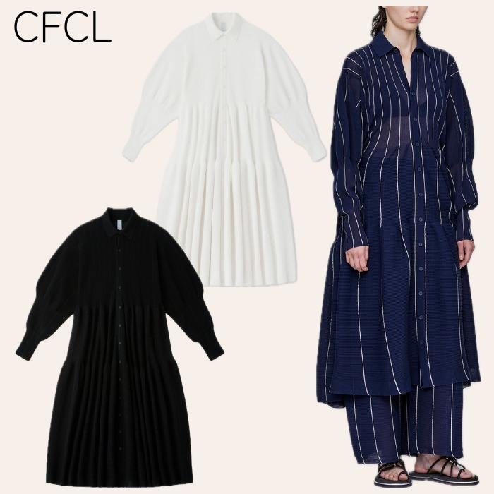 CFCL ティアードドレス シャツ襟 ボリュームスリーブ