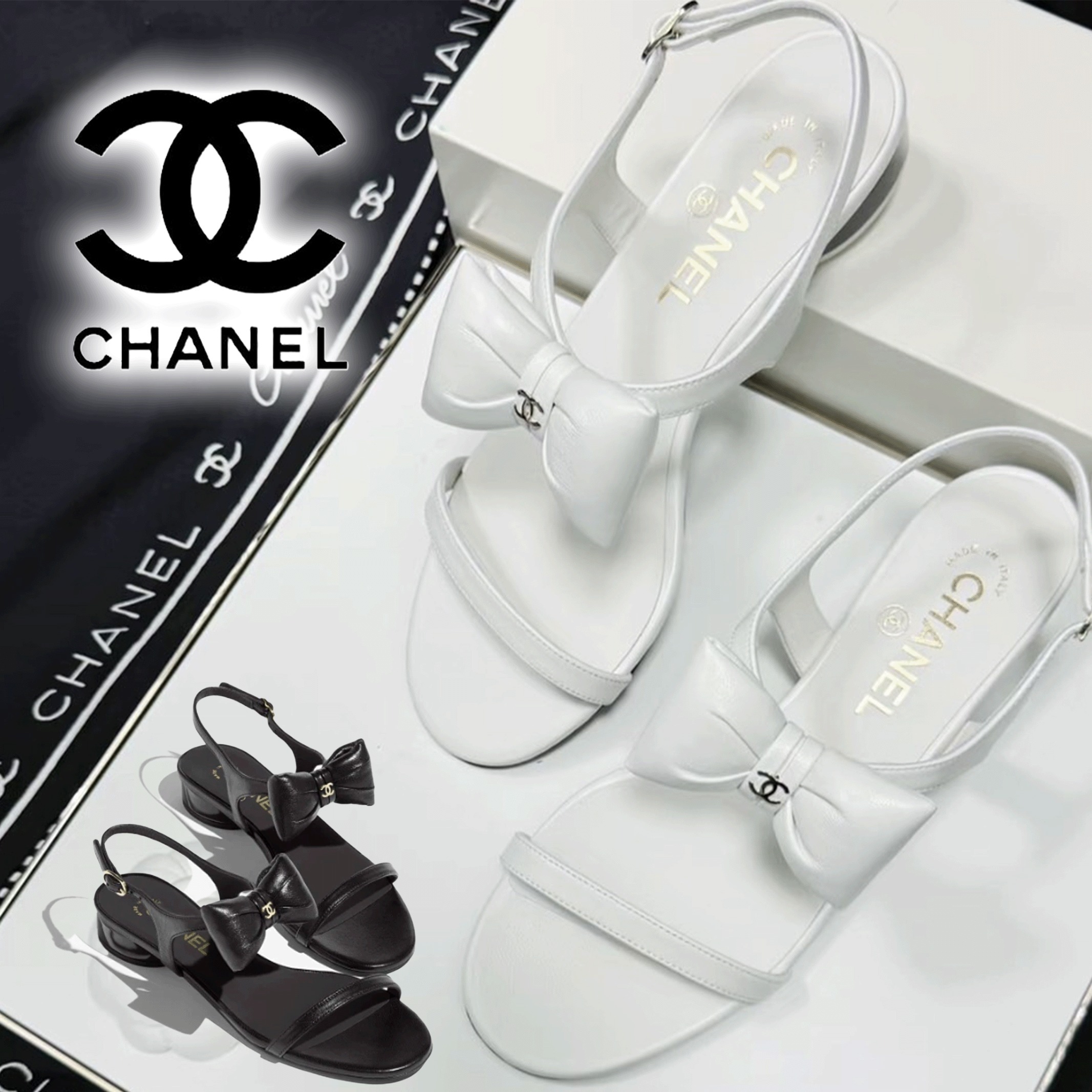 上品リボンで大人フェミニンの完成★【CHANEL】フラットサンダル