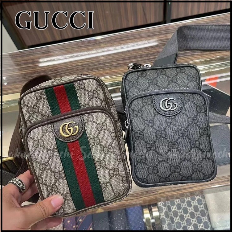 【GUCCI】超人気 MEN'S GG ショルダーバッグ【brown・black】
