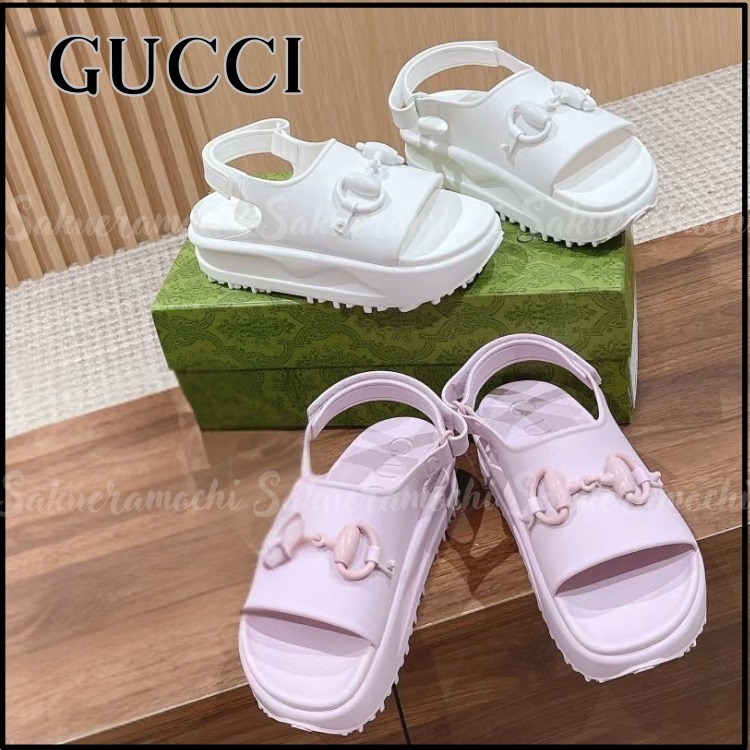 【GUCCI】lady's ホースビット付 ベルトサンダル【white・pink】