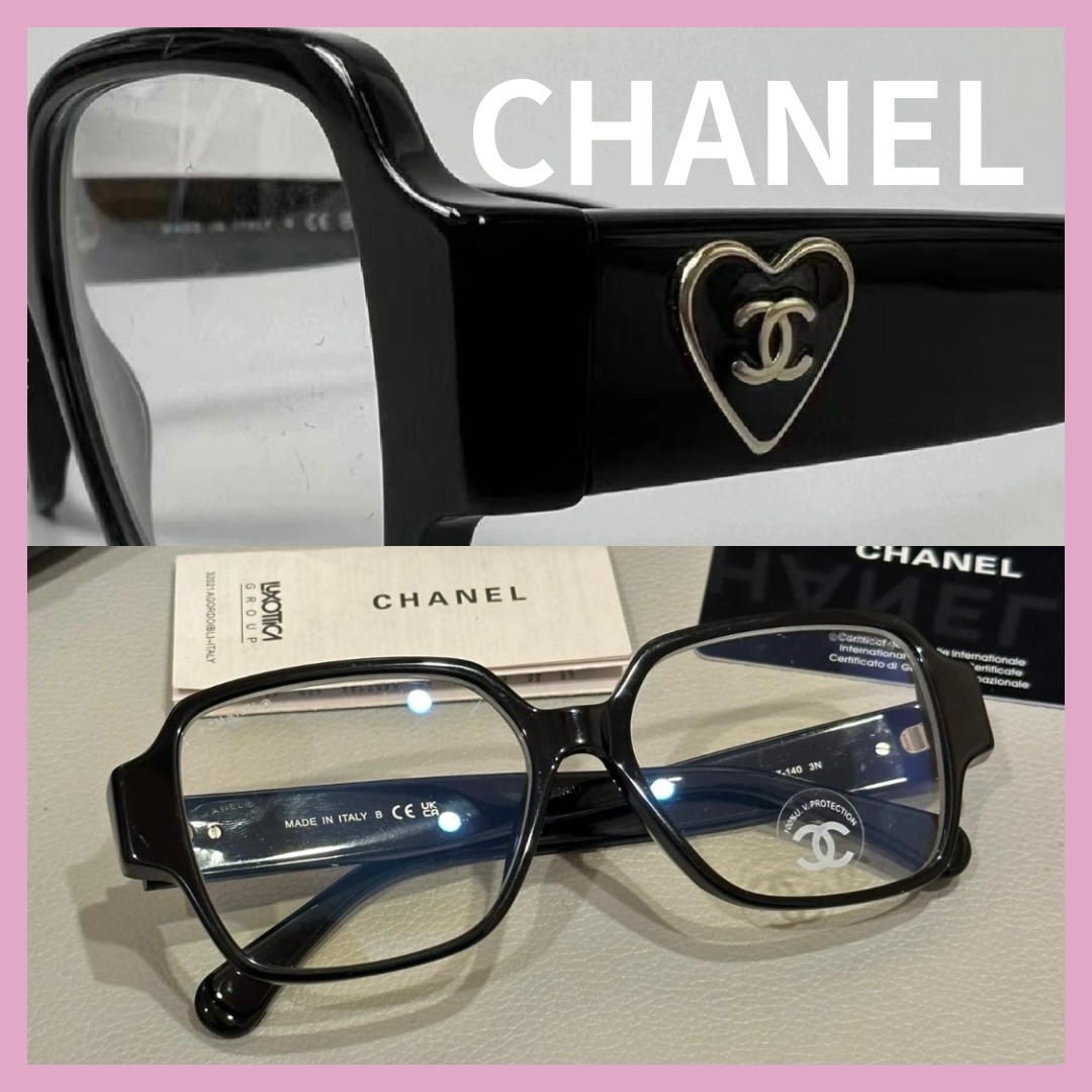 【側面のハートがポイント】CHANEL メガネ ブルーライトカット