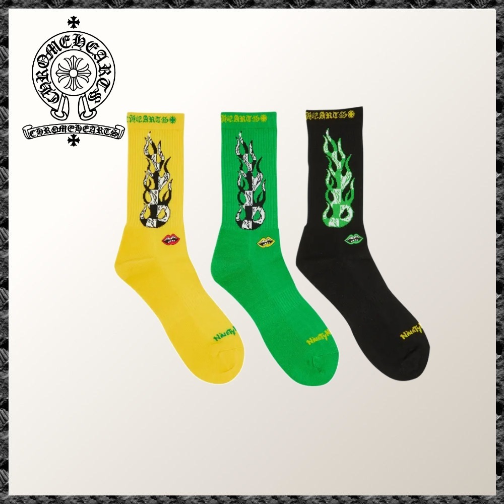 靴下・ソックス Chrome Hearts x Matty Boy Flame Socks 'Green/Yellow/Black'