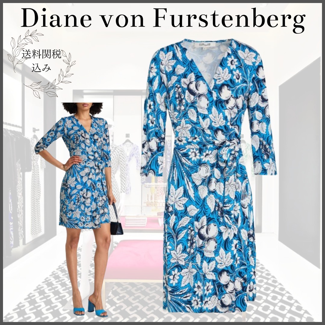 【DIANE VON FURSTENBERG】ミニラップドレス フローラルプリント