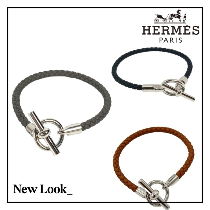 【レザー＆パラディウムクラスプ】HERMES ゲルマンHブレスレッド
