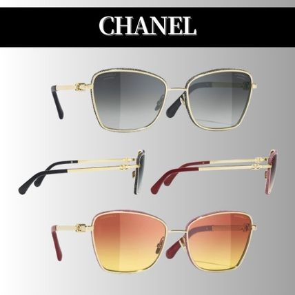CHANEL シャネル Logo ロゴ キャットアイ サングラス CH4289Q Chanel Square Sunglasses CH4289Q XL (57 - 18) with Grey