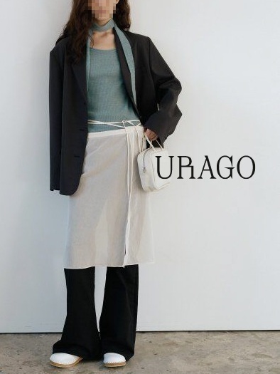 [URAGO] Sheer layered ラップスカート *韓国ファッション