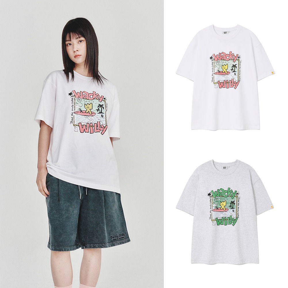 [WACKYWILLY]キキ バカンス グラフィック 半袖 Tシャツ(2 COLOR)