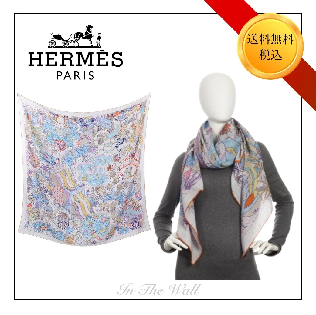 少量入荷♪【HERMES】SPLASH PARK カシミアシルクショール 140CM